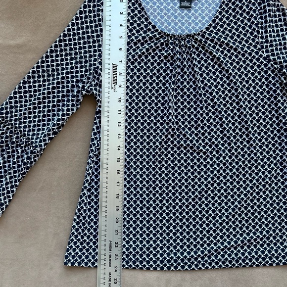 Liz Claiborne Career Women's Black White Polka Dot Blouse Long Sleeve Size S - Picture 7 of 7